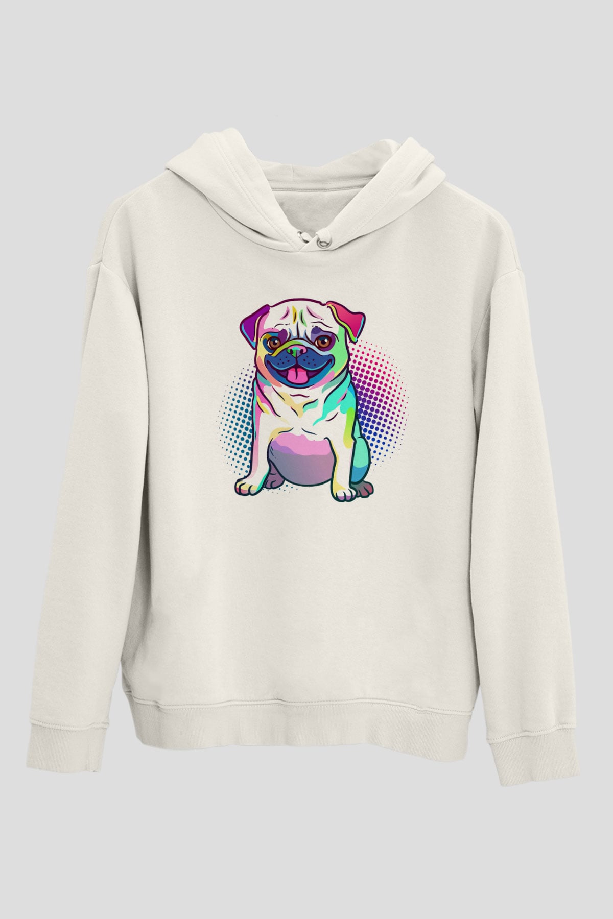 Köpek Beyaz Unisex Kapşonlu Sweatshirt