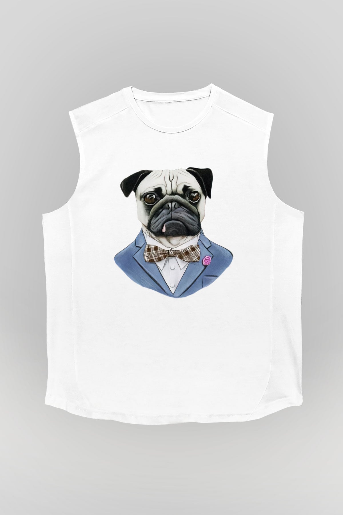 Köpek Beyaz Unisex Kolsuz Tişört