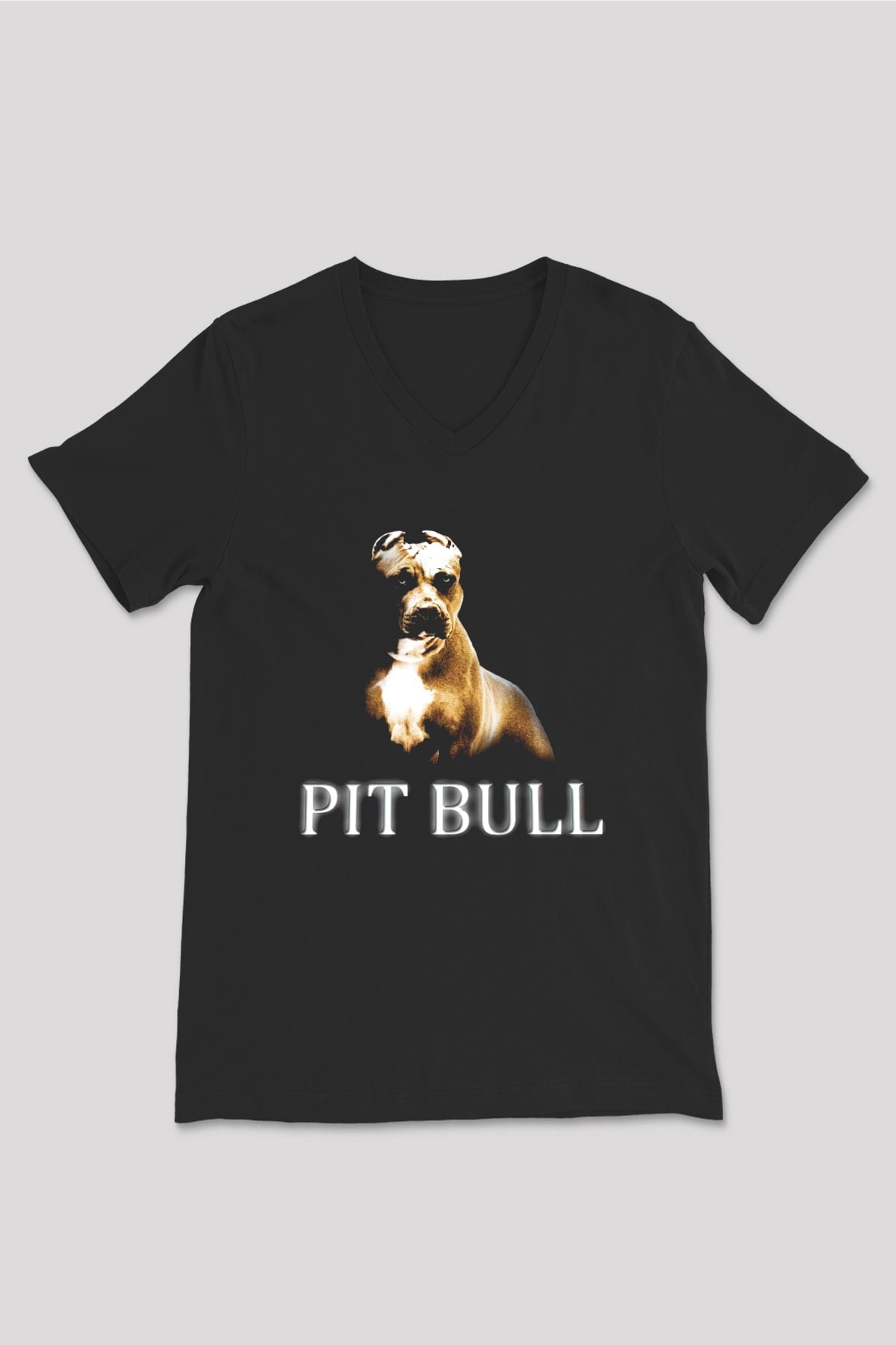Köpek Siyah Unisex V Yaka Tişört T-Shirt