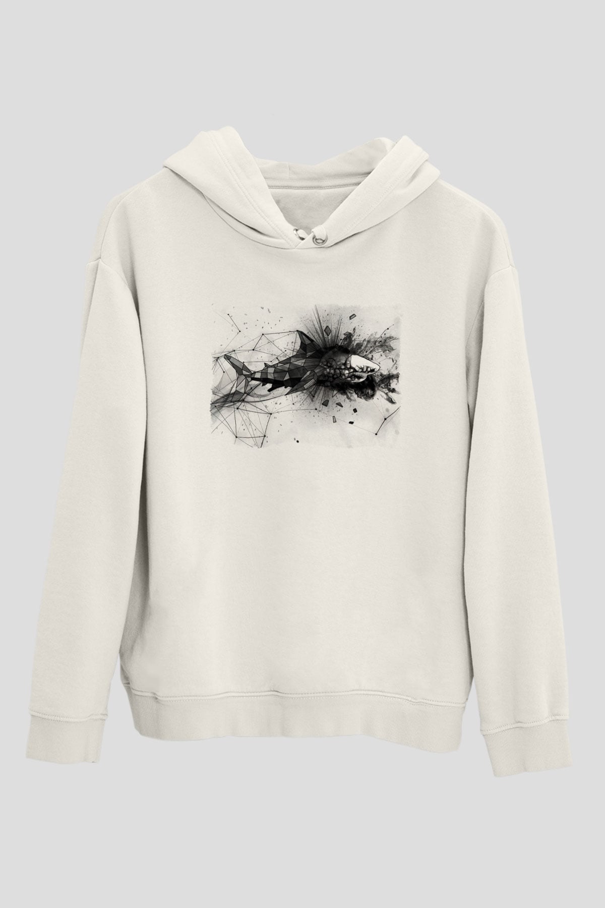 Köpekbalığı Beyaz Unisex Hoodie