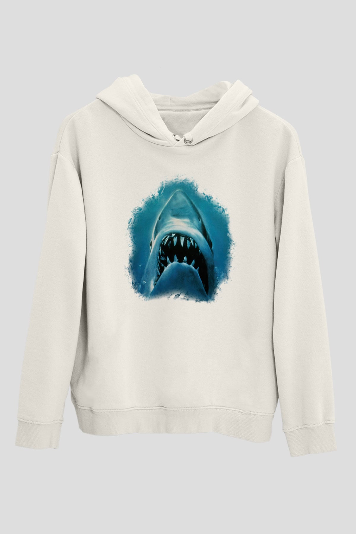 Köpekbalığı Beyaz Unisex Kapşonlu Sweatshirt