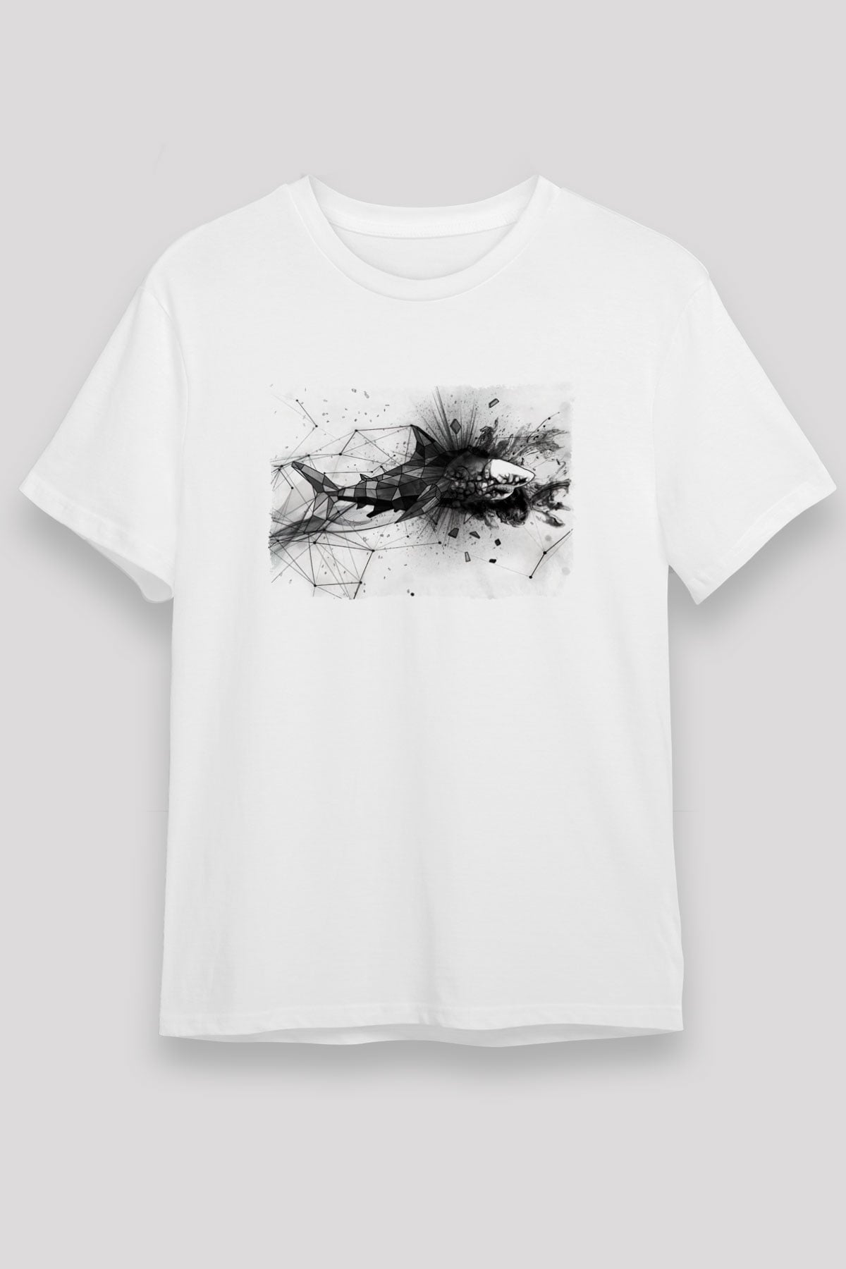 Köpekbalığı Beyaz Unisex Tişört T-Shirt - TişörtFabrikası