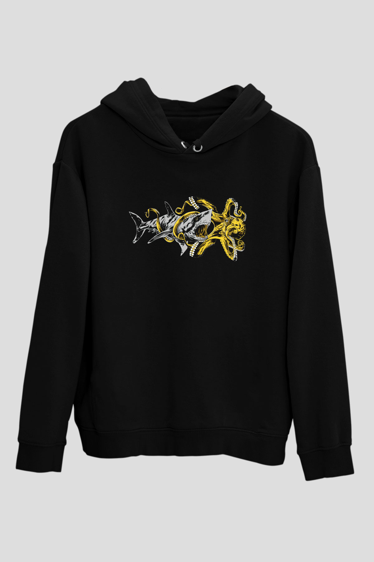 Köpekbalığı Siyah Unisex Hoodie