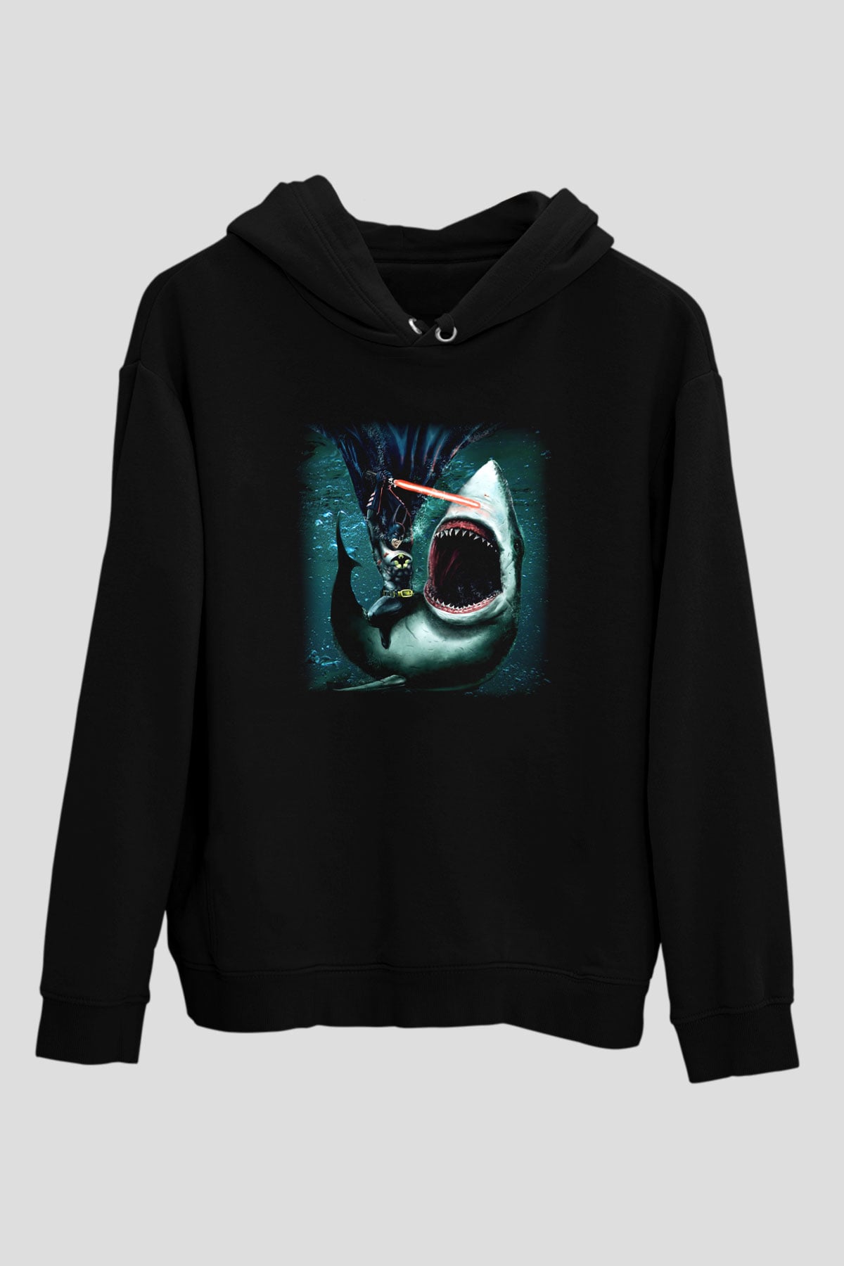 Köpekbalığı Siyah Unisex Hoodie