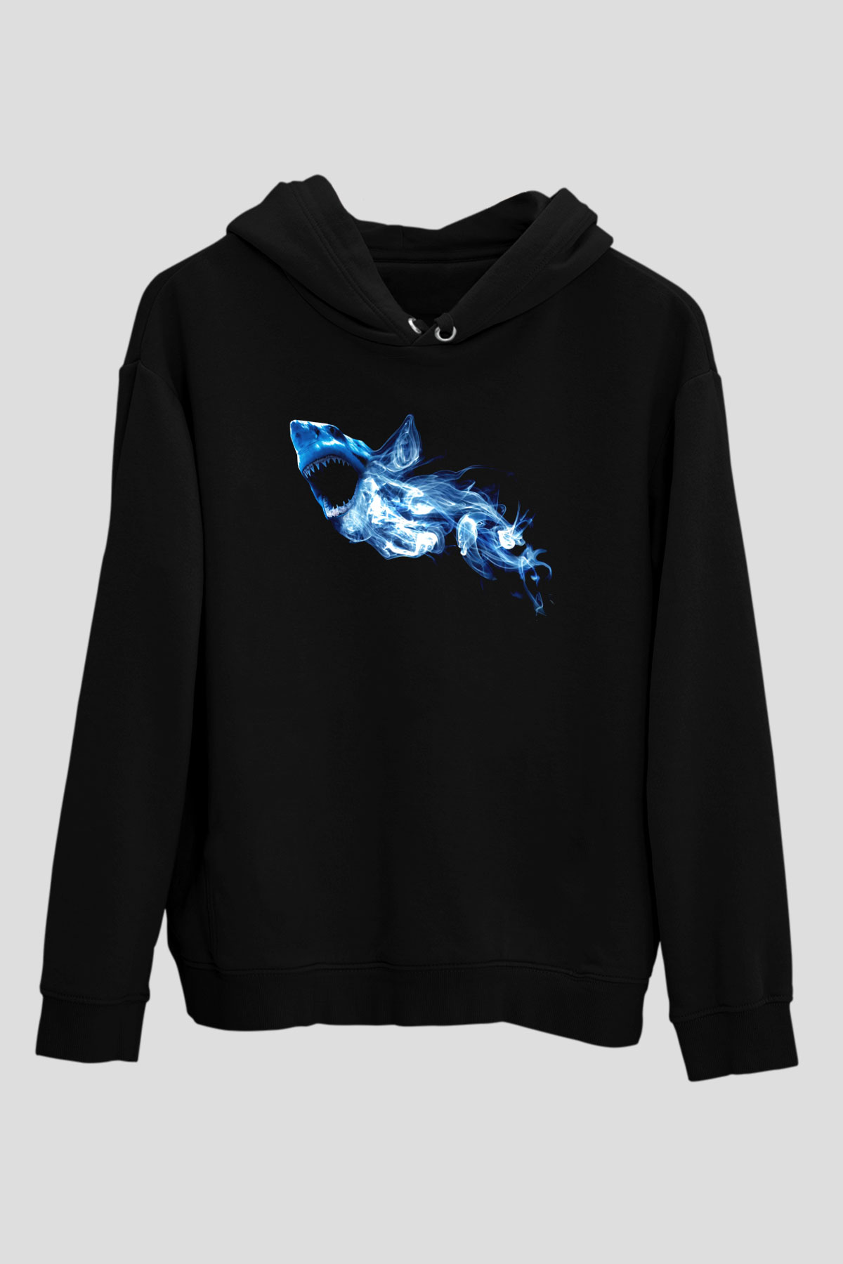 Köpekbalığı Siyah Unisex Hoodie