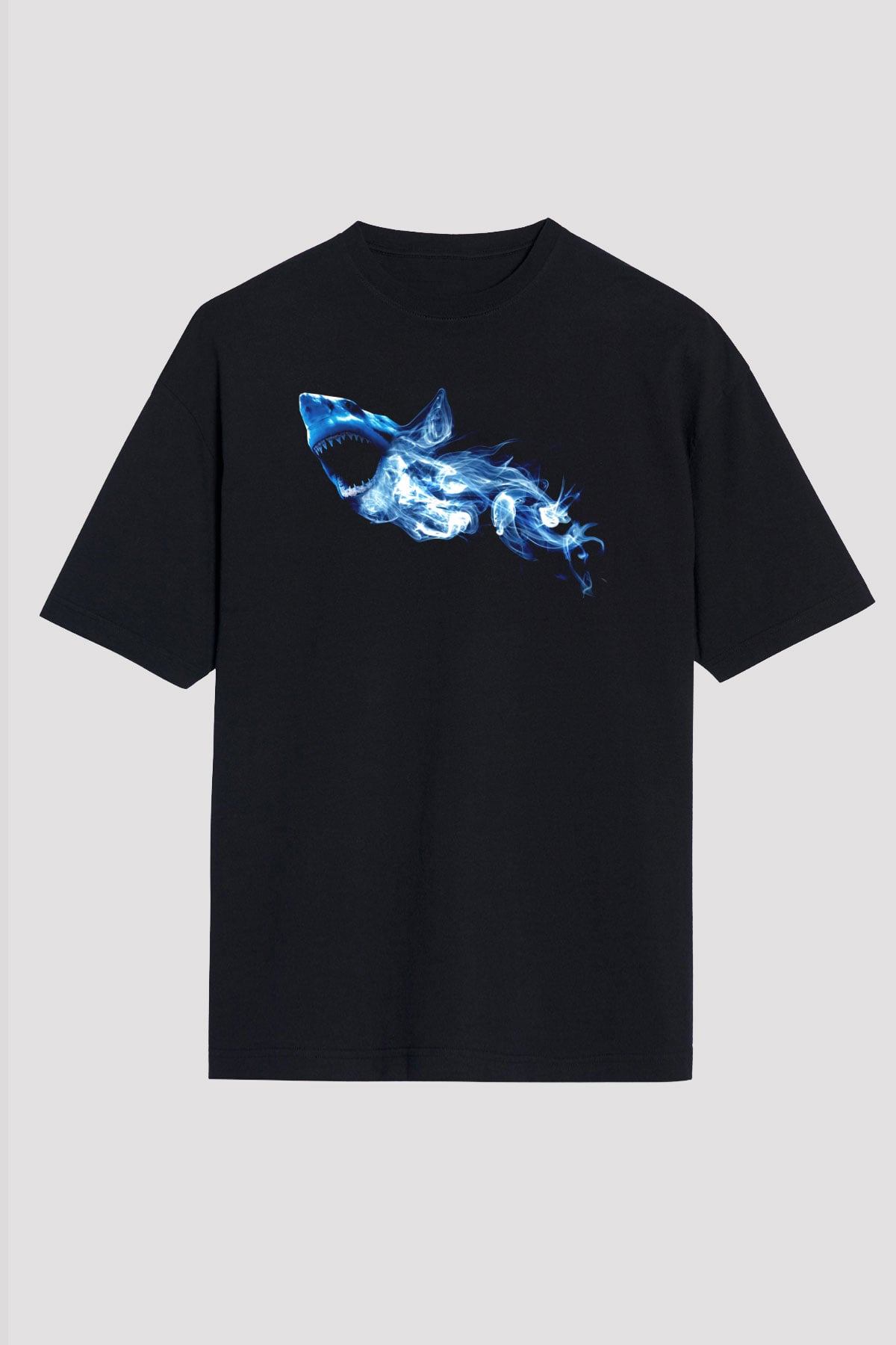 Köpekbalığı Siyah Unisex Oversize Tişört T-Shirt
