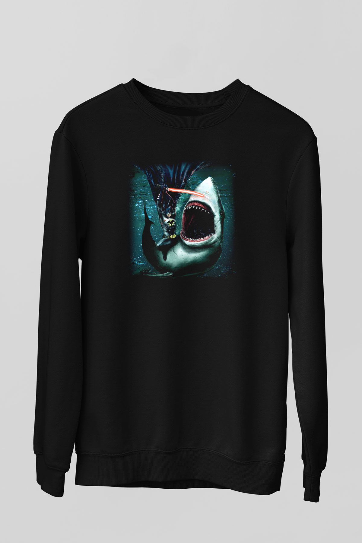Köpekbalığı Siyah Unisex Sweatshirt