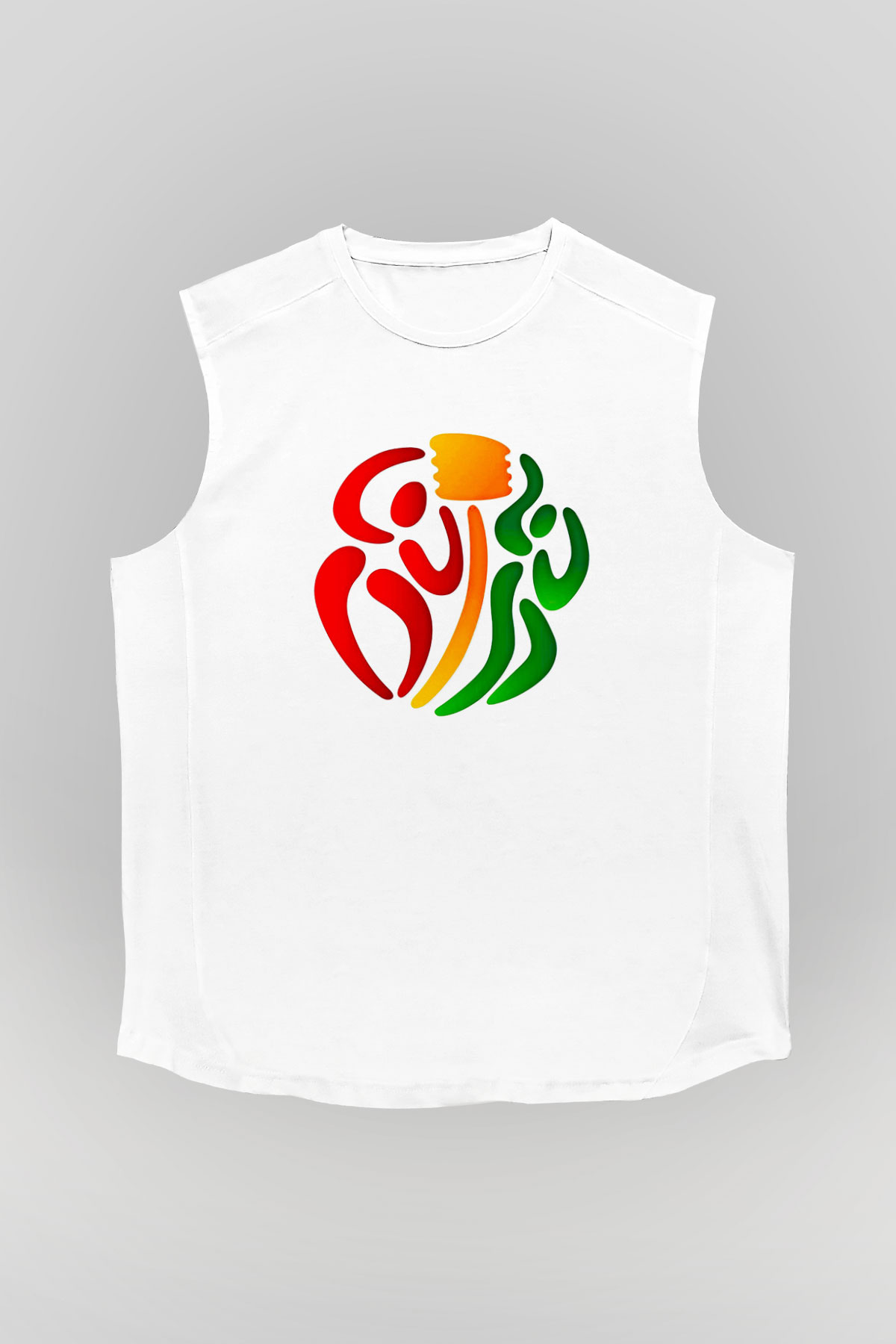 Korfbol Baskılı Unisex Kolsuz Beyaz Tişört