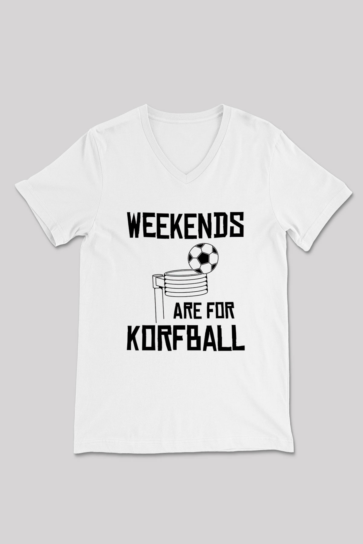Korfbol Baskılı Unisex V Yaka Tişört - Tshirt