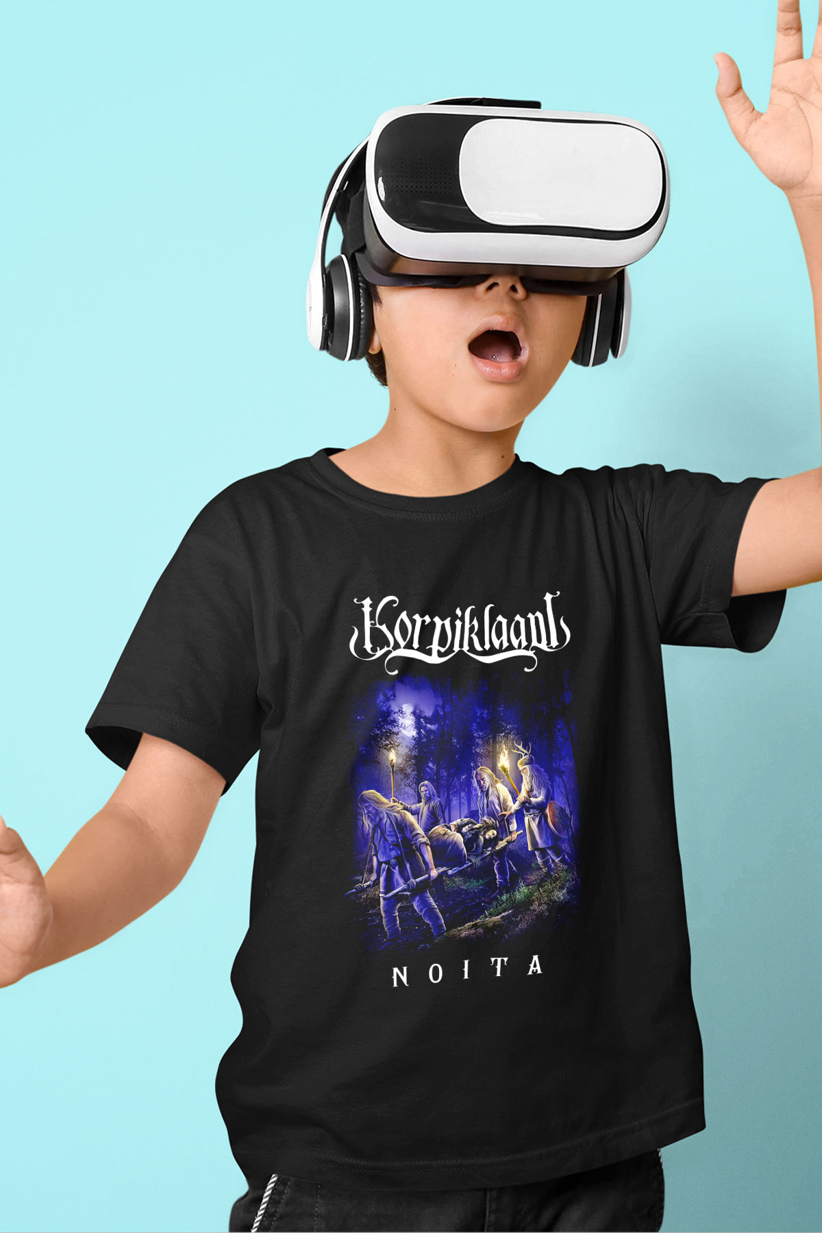Korpiklaani Baskılı Siyah Unisex Çocuk Tişört