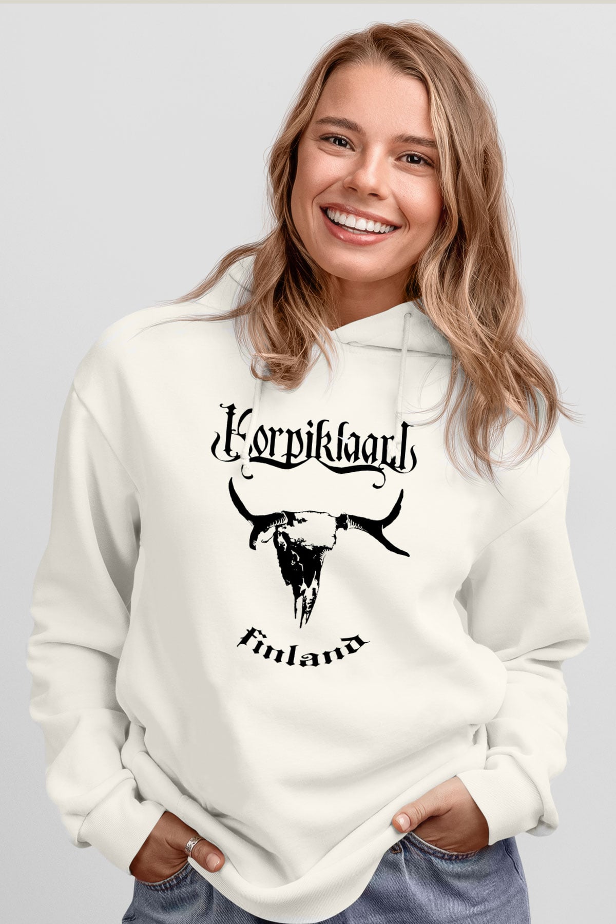Korpiklaani Beyaz Unisex Kapşonlu Sweatshirt
