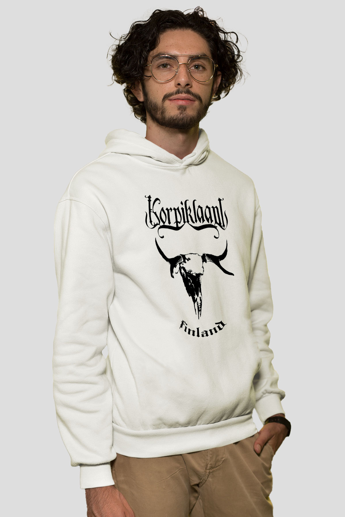 Korpiklaani Beyaz Unisex Kapşonlu Sweatshirt