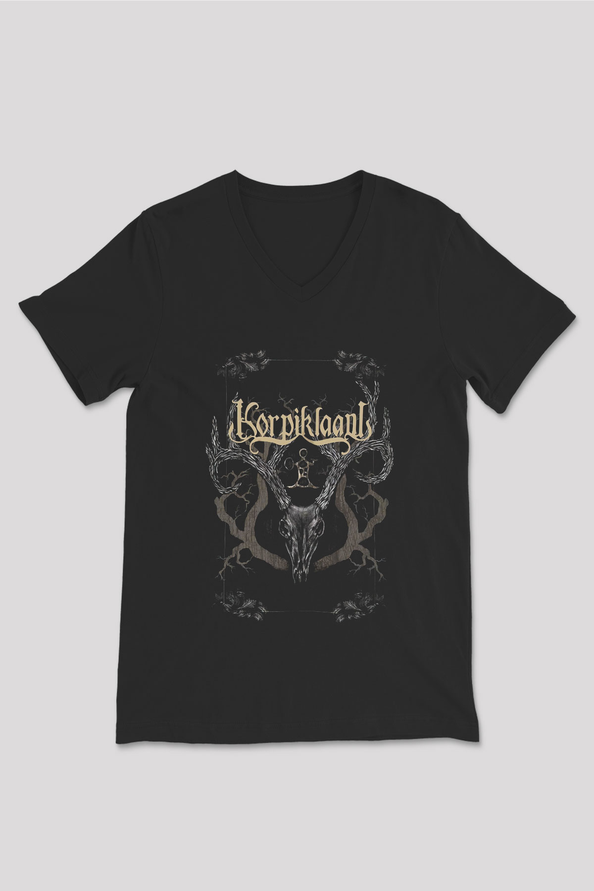 Korpiklaani Siyah Unisex V Yaka Tişört T-Shirt