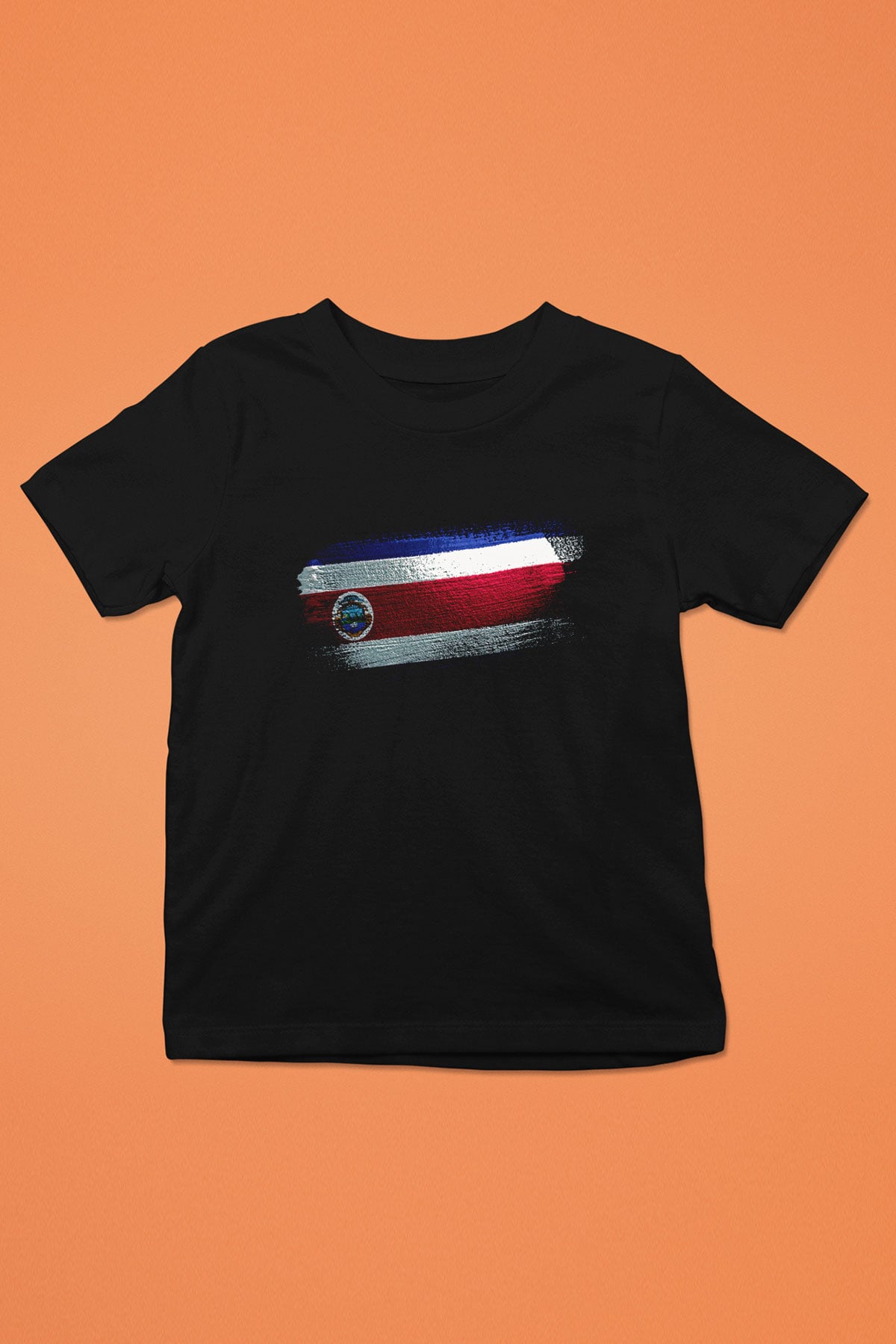 Kosta Rika - Costa Rica Bayrağı Baskılı Unisex Siyah Çocuk Tişörtü