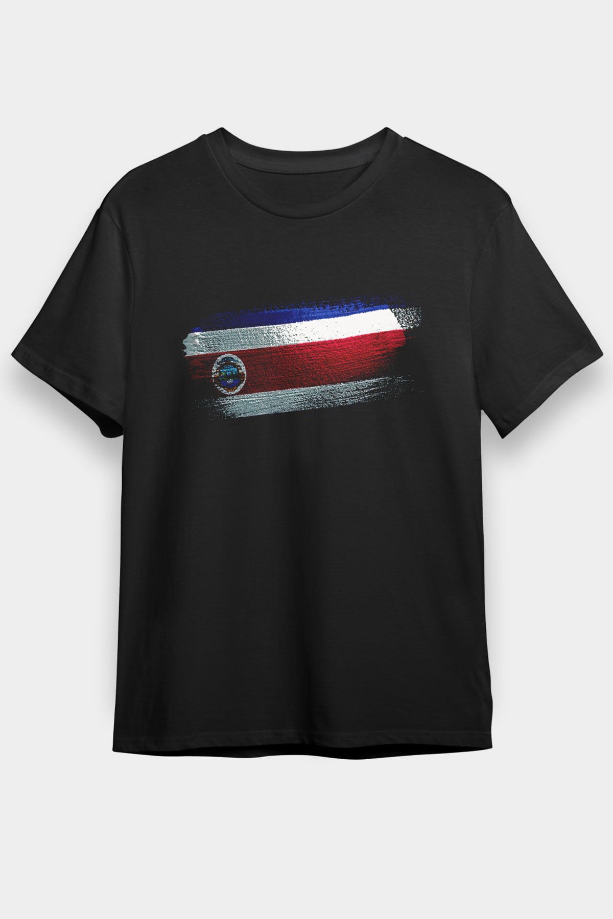 Kosta Rika - Costa Rica Bayrağı Baskılı Unisex Siyah Tişört