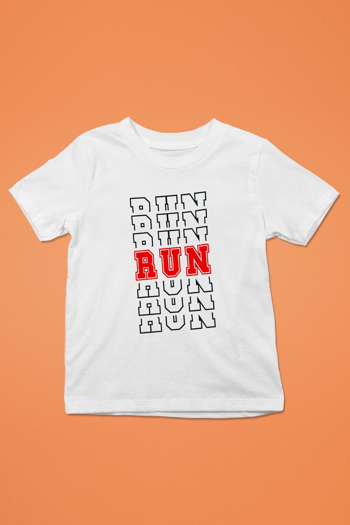 Koşu Baskılı Unisex Beyaz Çocuk Tişört - Tshirt