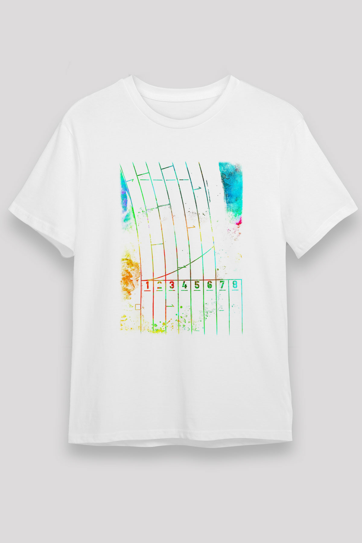 Koşu Baskılı Unisex Beyaz Tişört - Tshirt