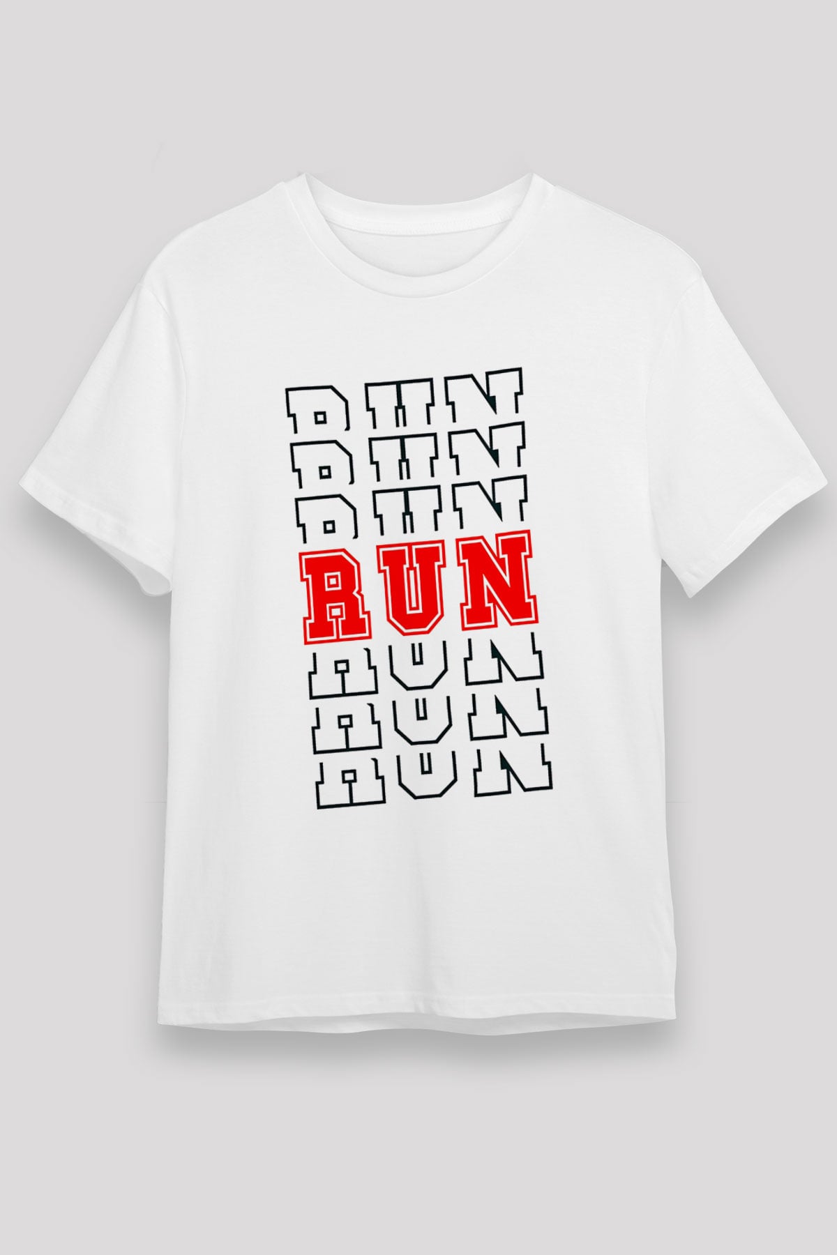 Koşu Baskılı Unisex Beyaz Tişört - Tshirt