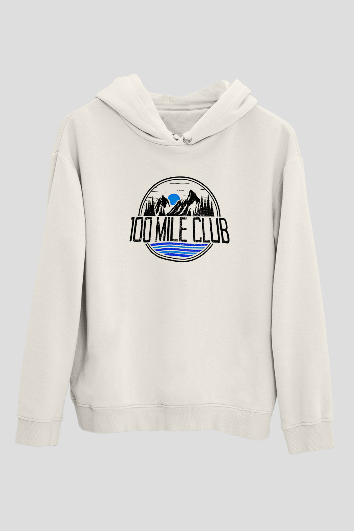 Koşu Baskılı Unisex Ekru Hoodie