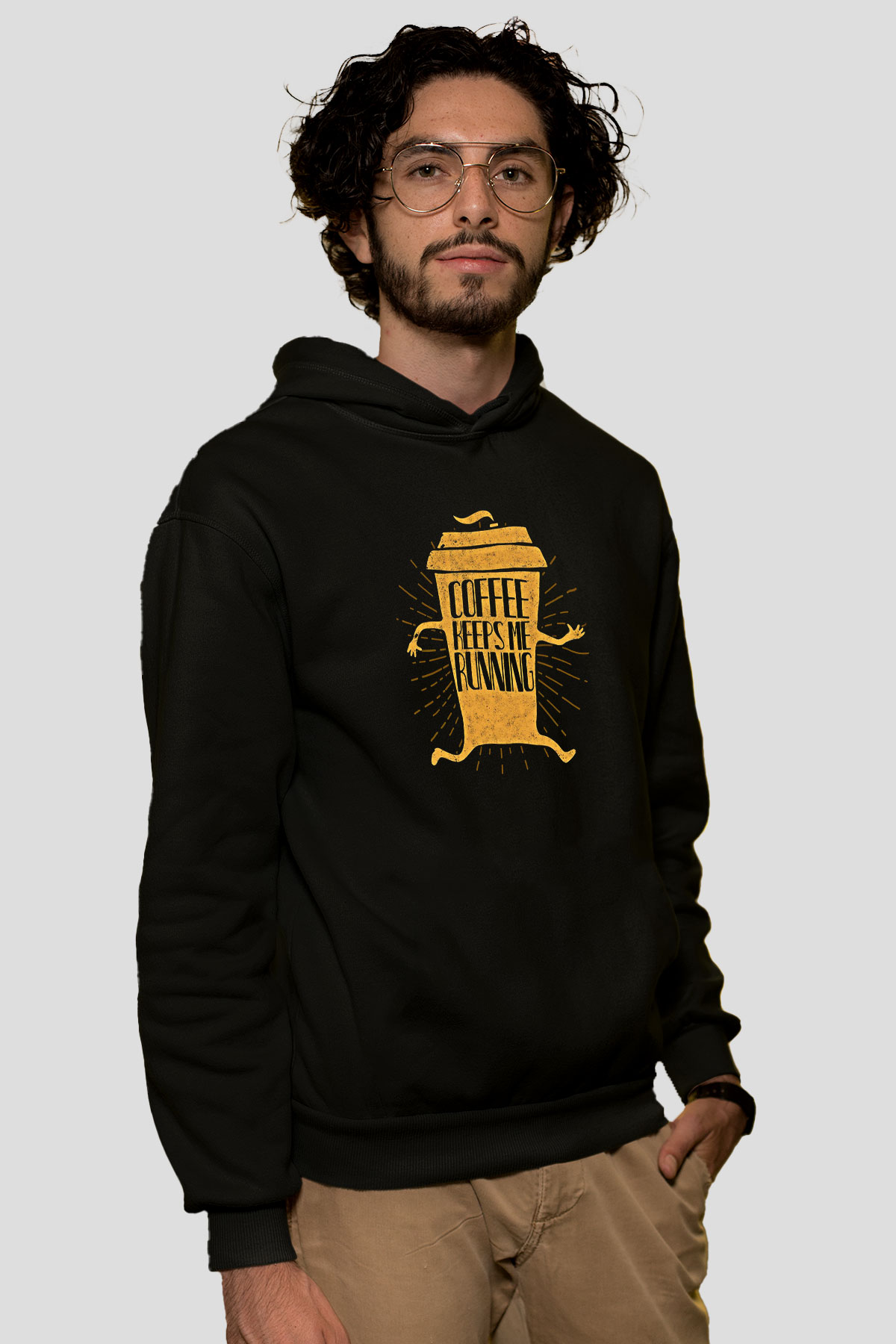 Koşu - Running Baskılı Unisex Siyah Hoodie