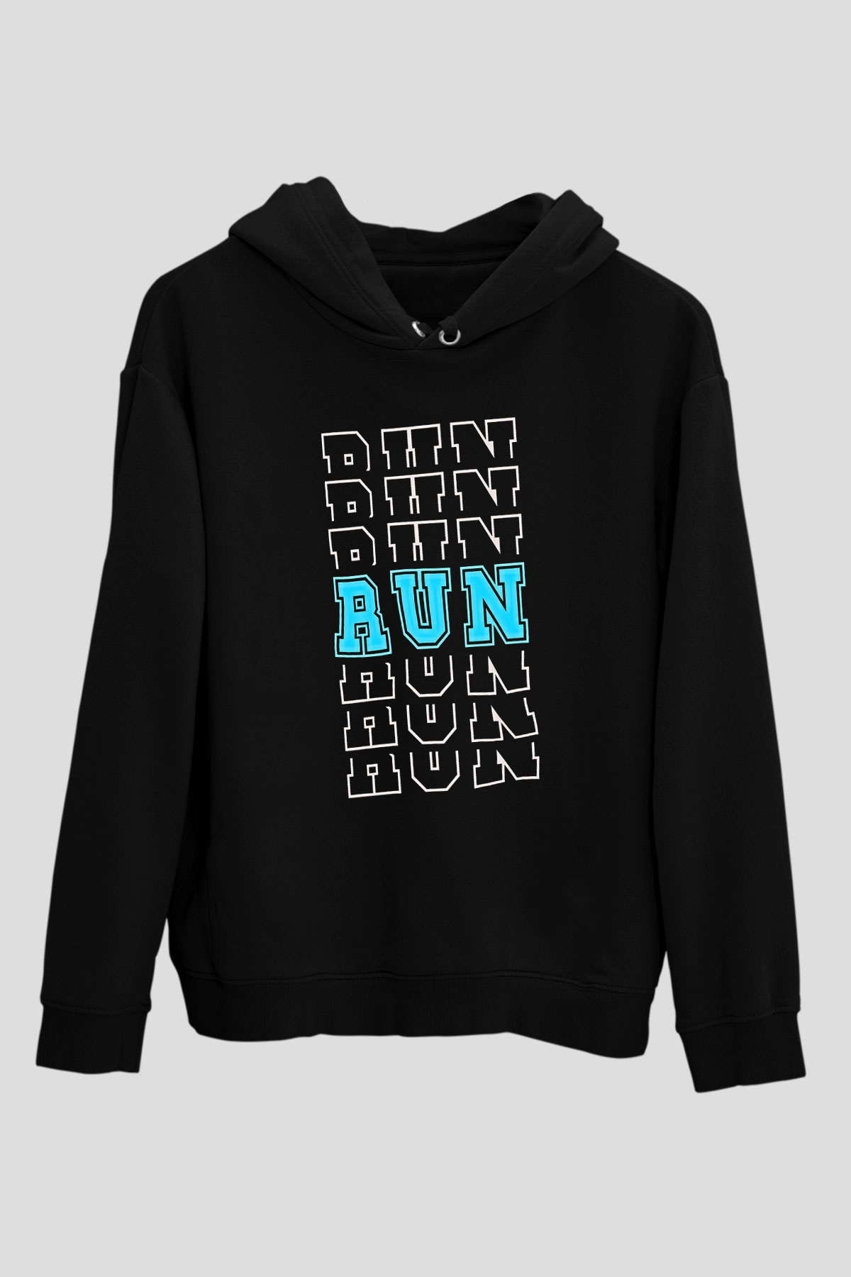 Koşu - Running Baskılı Unisex Siyah Hoodie