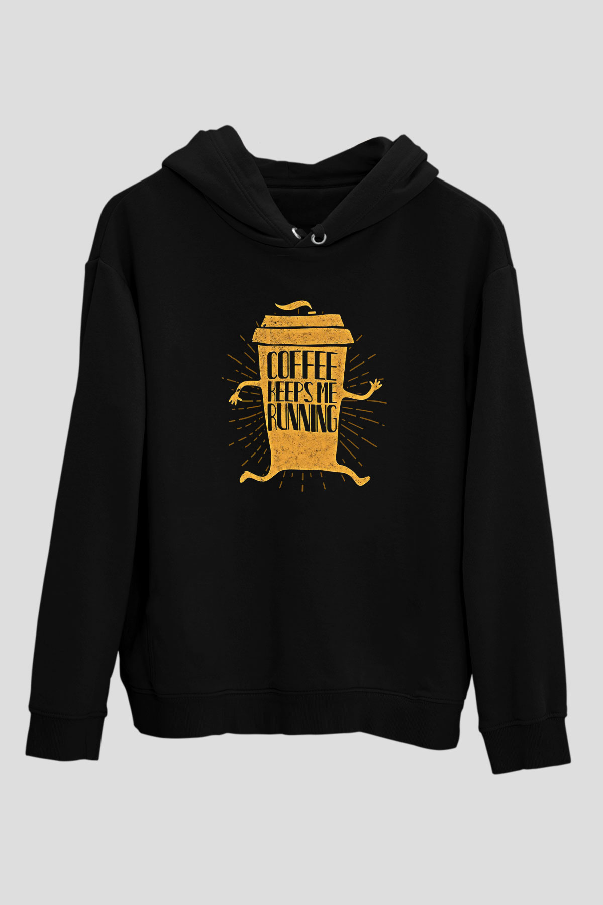Koşu - Running Baskılı Unisex Siyah Hoodie