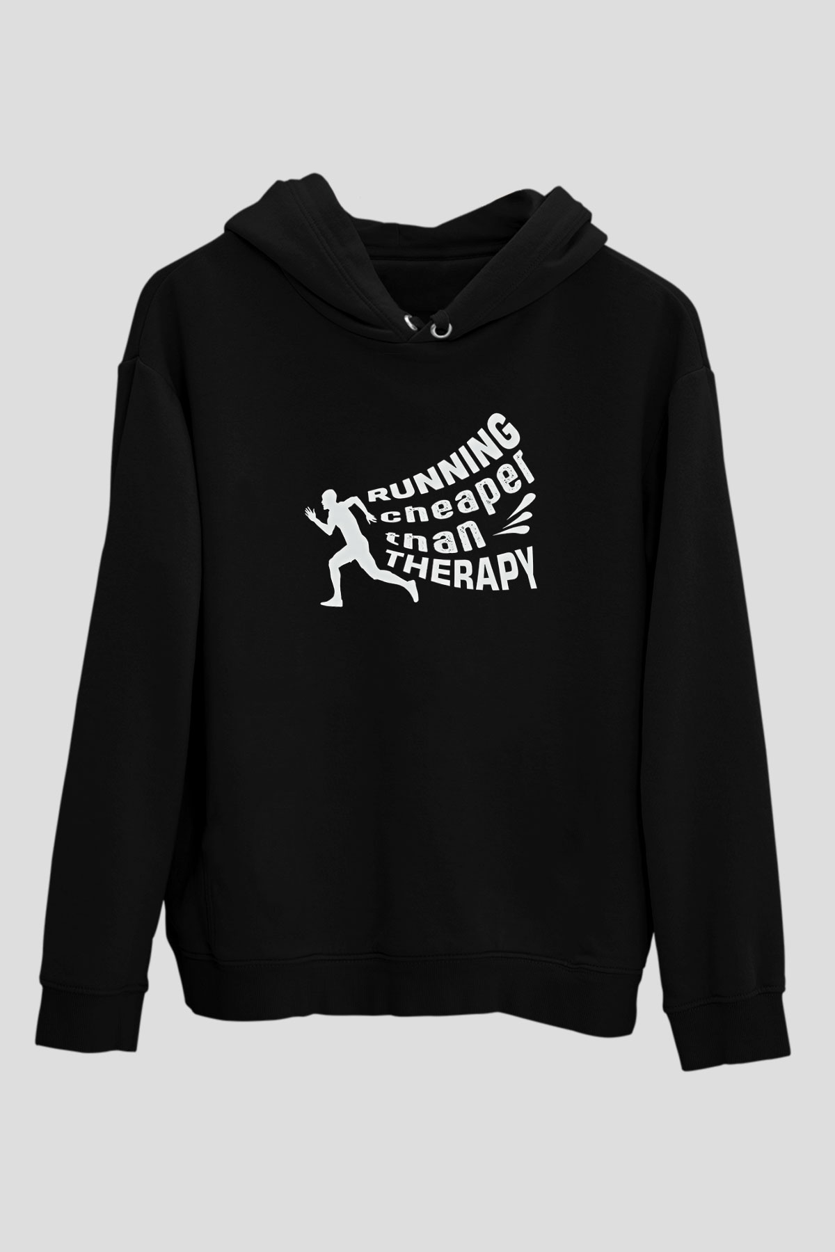 Koşu - Running Baskılı Unisex Siyah Hoodie
