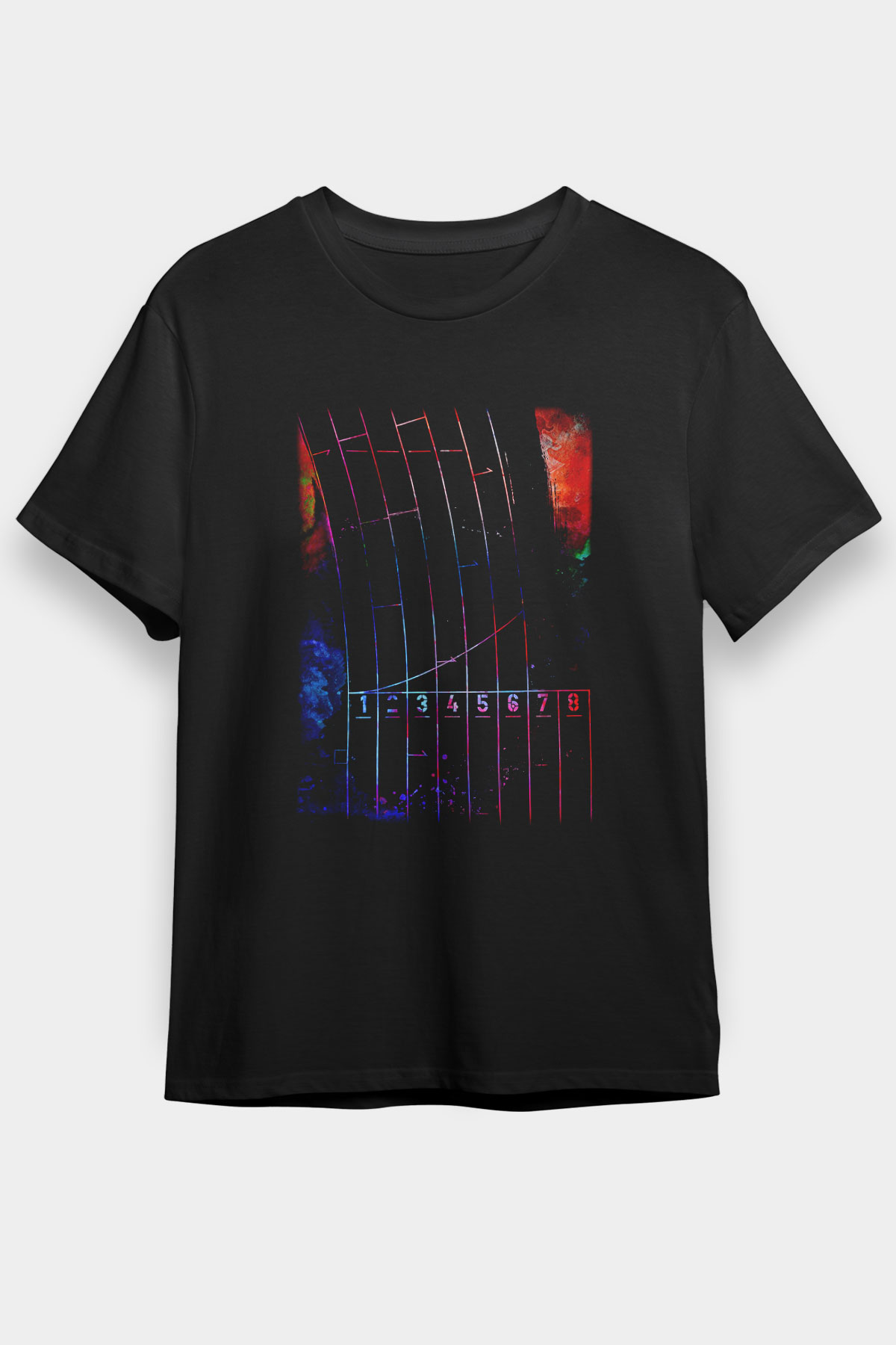 Koşu - Running Baskılı Unisex Siyah Tişört - Tshirt