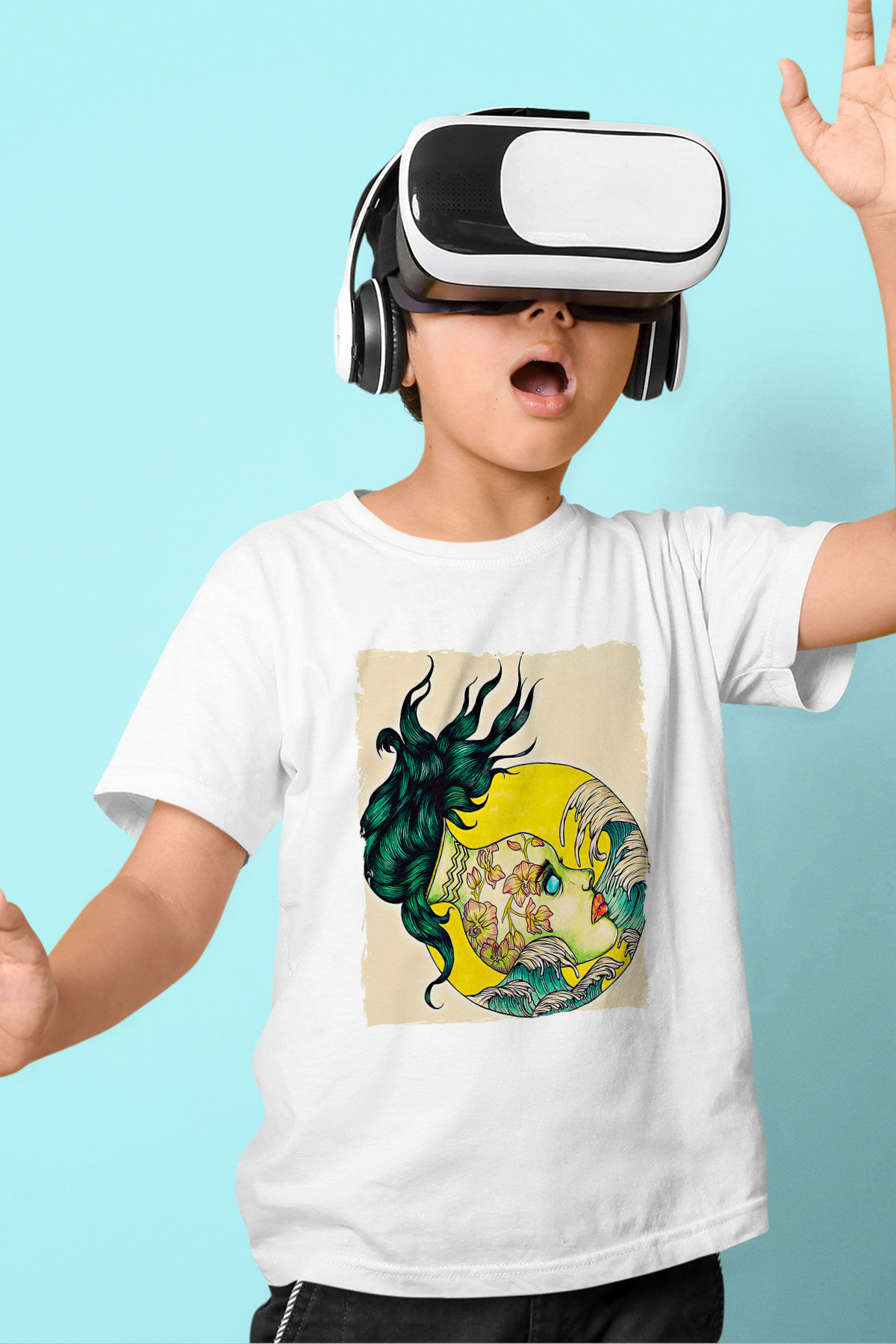 Kova Burcu Baskılı Beyaz Unisex Beyaz Çocuk Tişört - Tshirt
