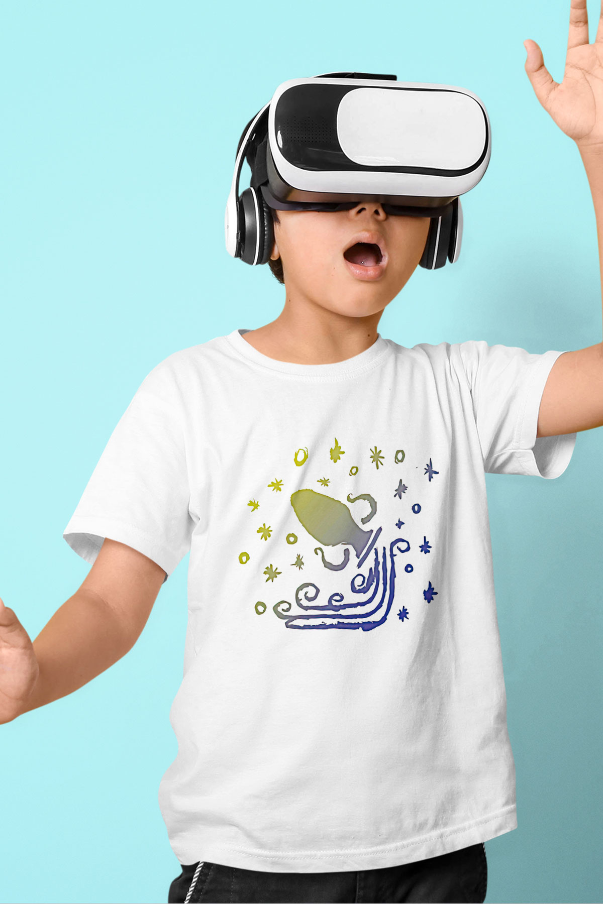 Kova Burcu Baskılı Beyaz Unisex Beyaz Çocuk Tişört - Tshirt
