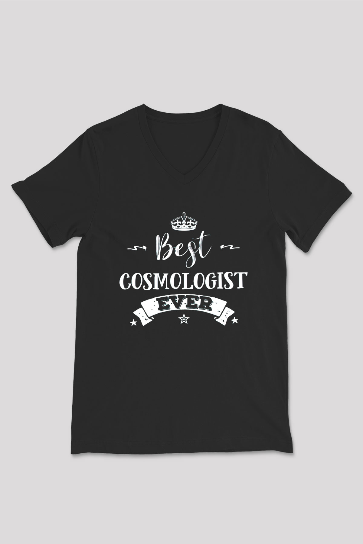 Kozmolog Siyah Unisex V Yaka Tişört