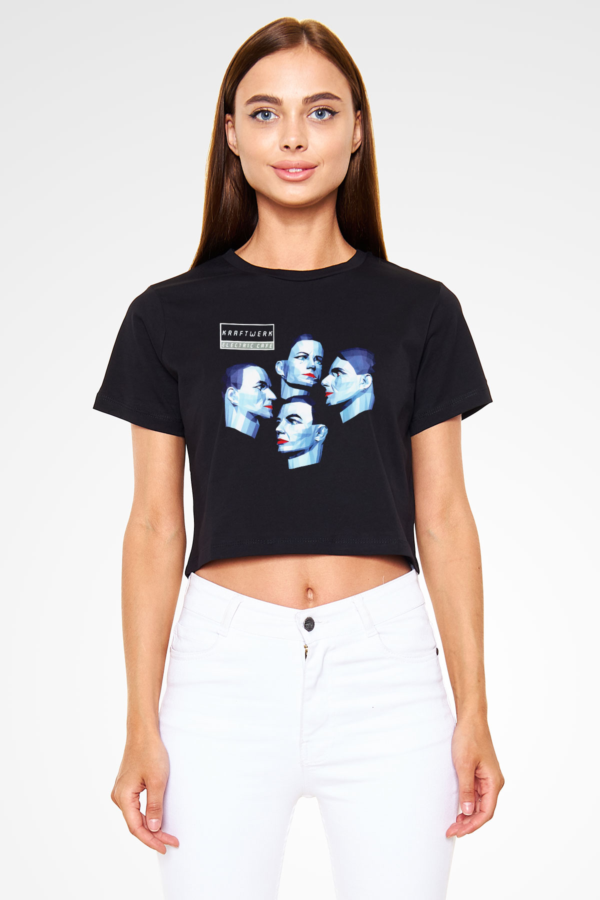 Kraftwerk Siyah Crop Top Tişört