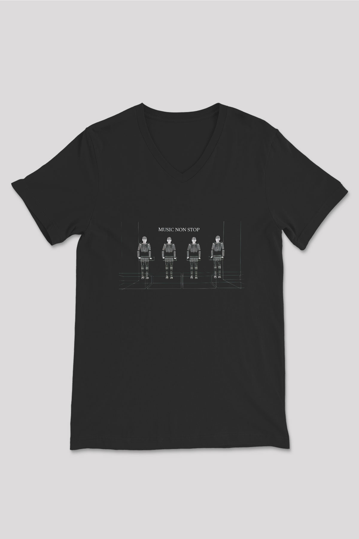 Kraftwerk Siyah Unisex V Yaka Tişört T-Shirt