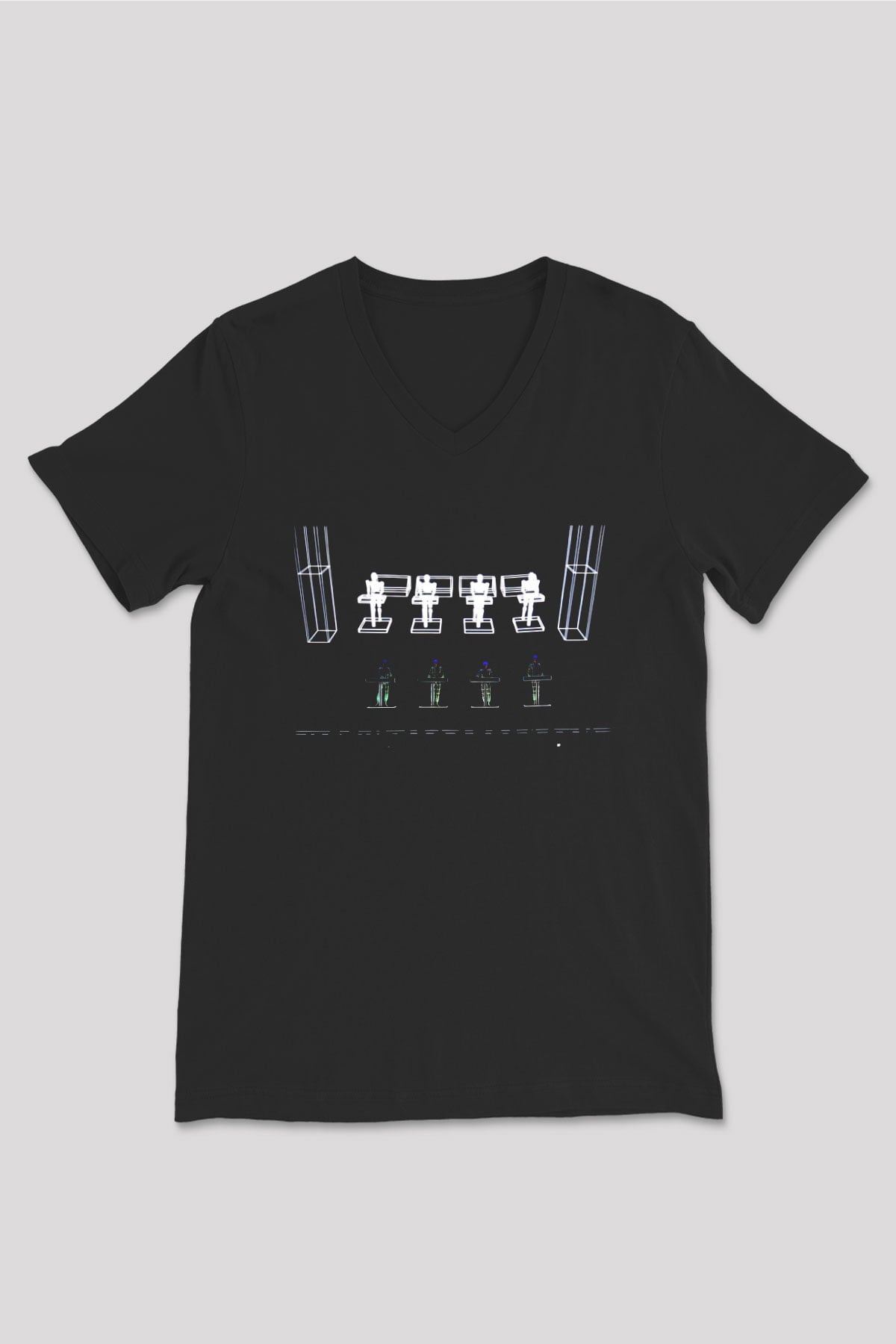 Kraftwerk Siyah Unisex V Yaka Tişört T-Shirt