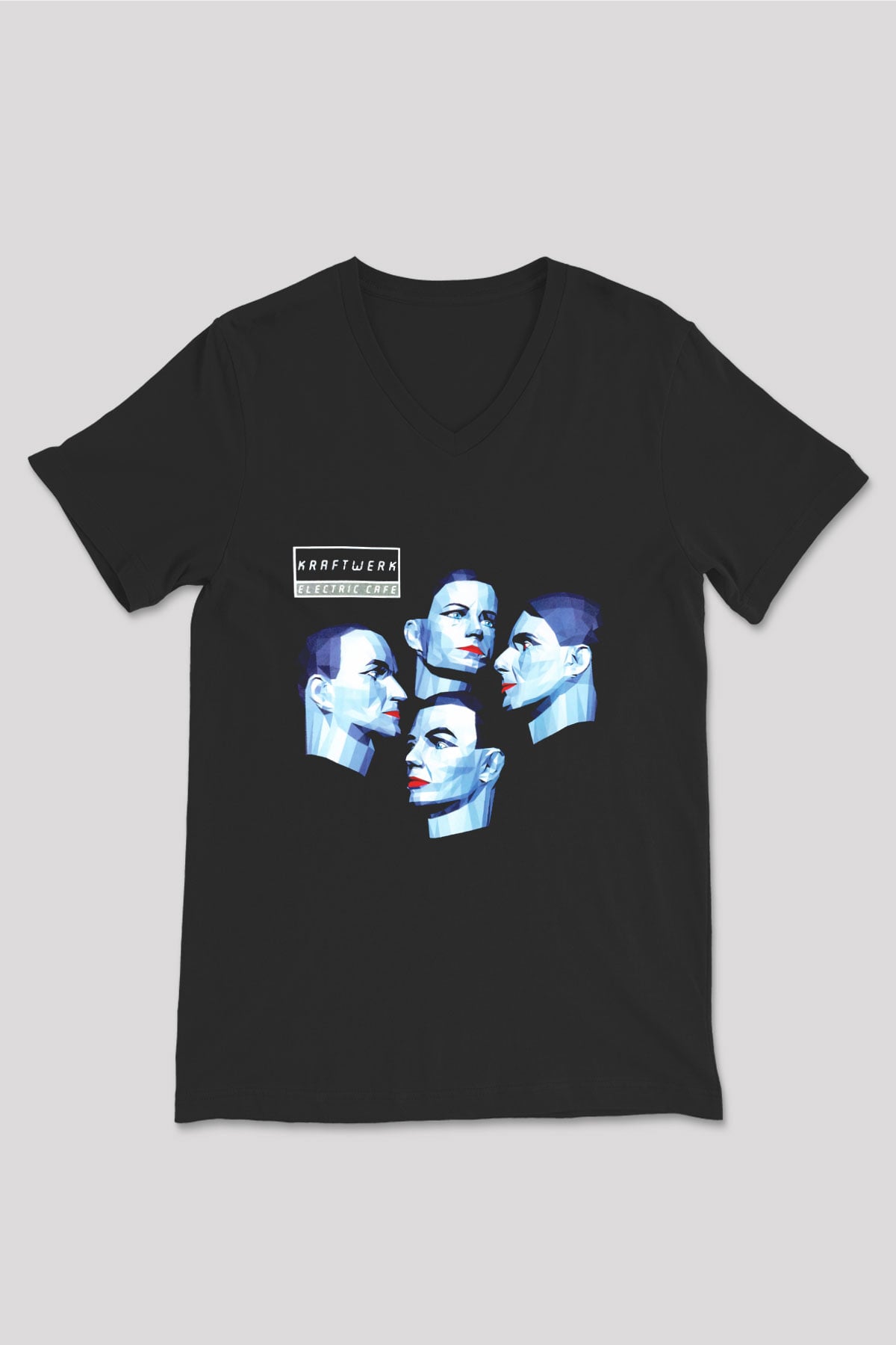 Kraftwerk Siyah Unisex V Yaka Tişört T-Shirt
