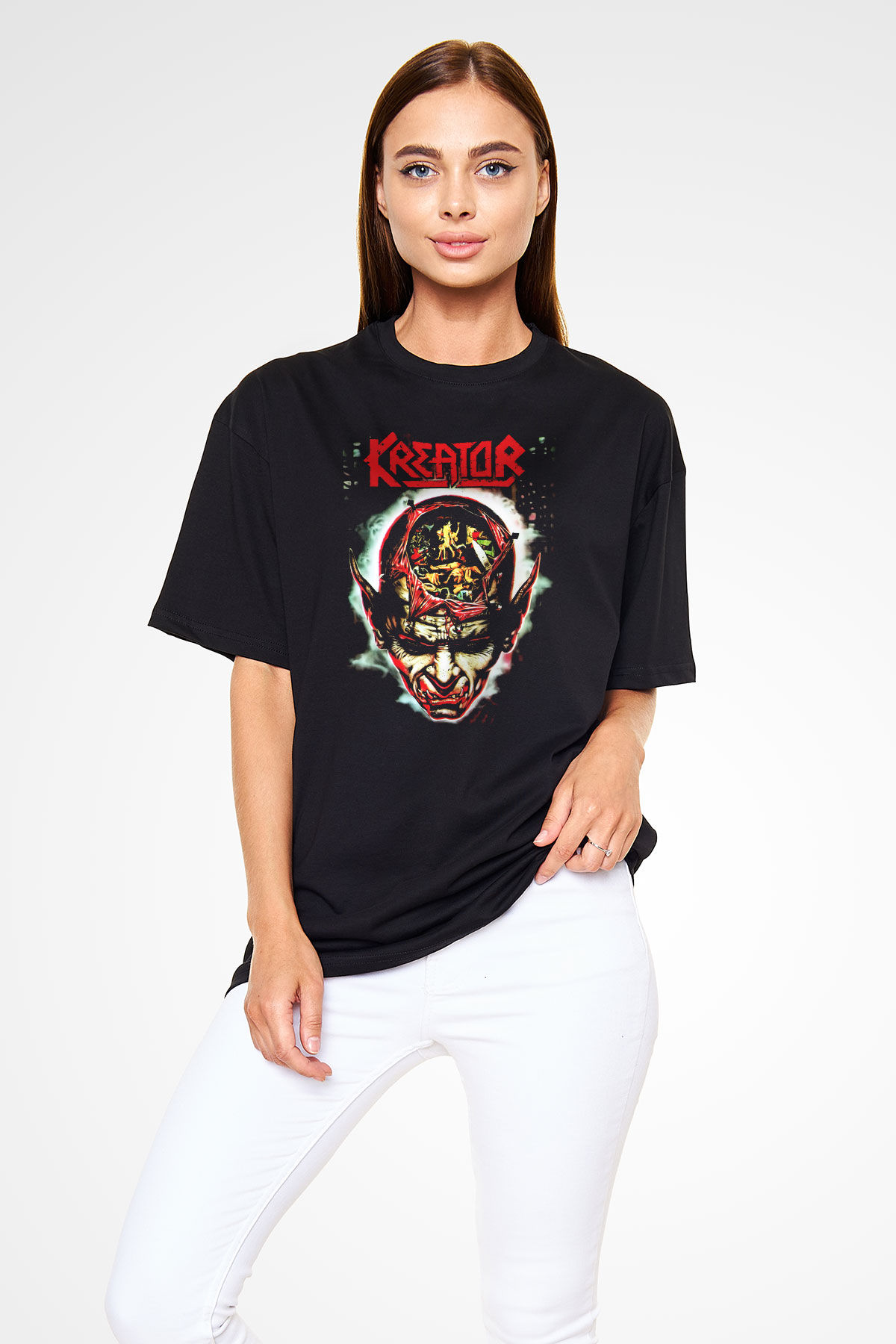 Kreator Siyah Unisex Oversize Tişört T-Shirt
