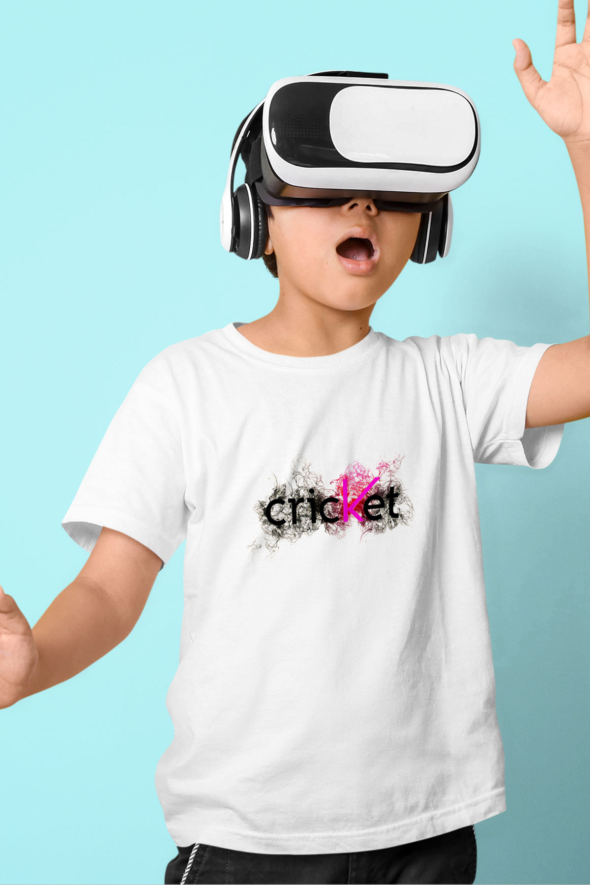 Kriket Baskılı Unisex Beyaz Çocuk Tişört - Tshirt