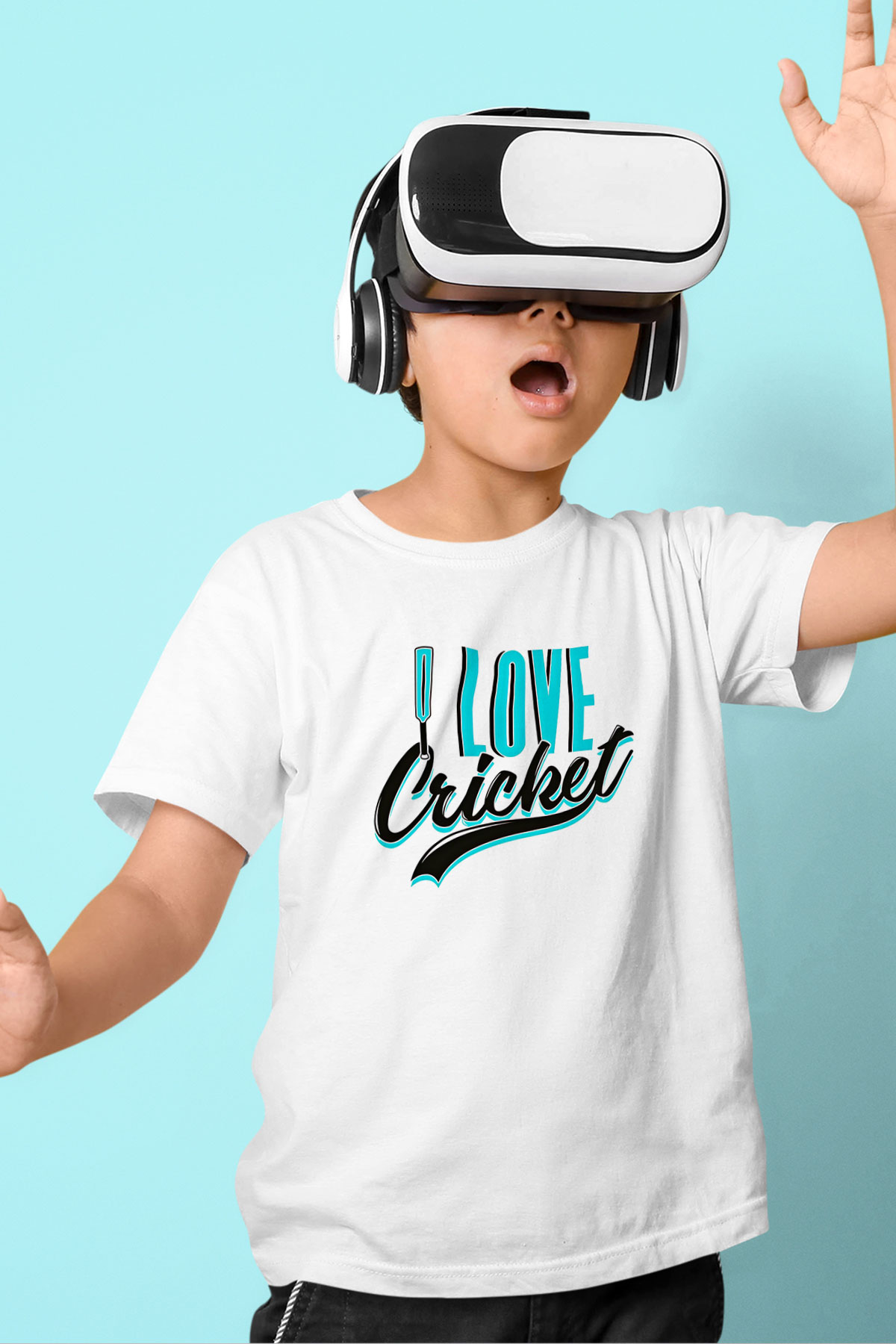 Kriket Baskılı Unisex Beyaz Çocuk Tişört - Tshirt