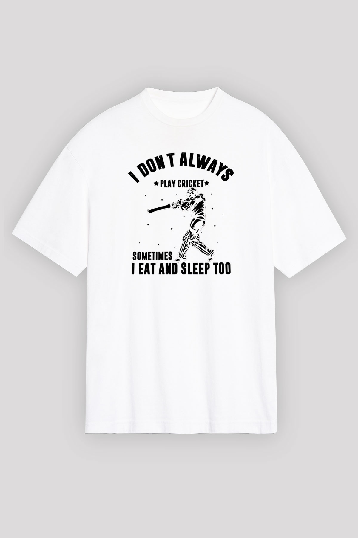 Kriket Baskılı Unisex Beyaz Oversize Tişört - Tshirt