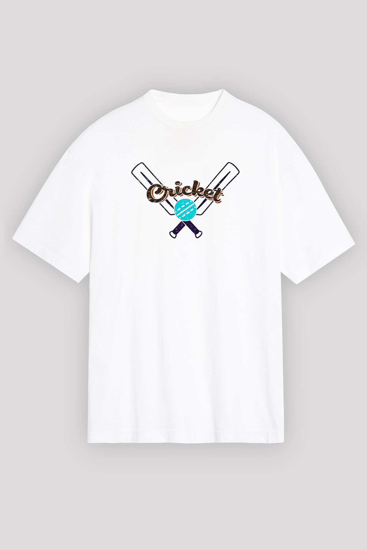 Kriket Baskılı Unisex Beyaz Oversize Tişört - Tshirt