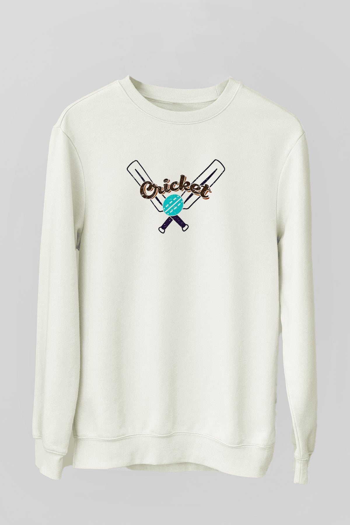 Kriket Baskılı Unisex Ekru Sweatshirt