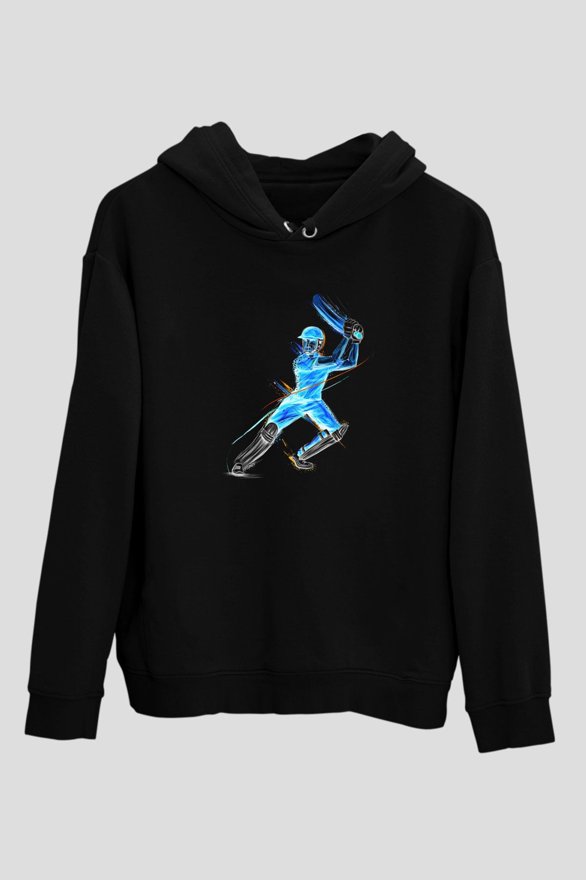 Kriket - Cricket Baskılı Unisex Siyah Hoodie