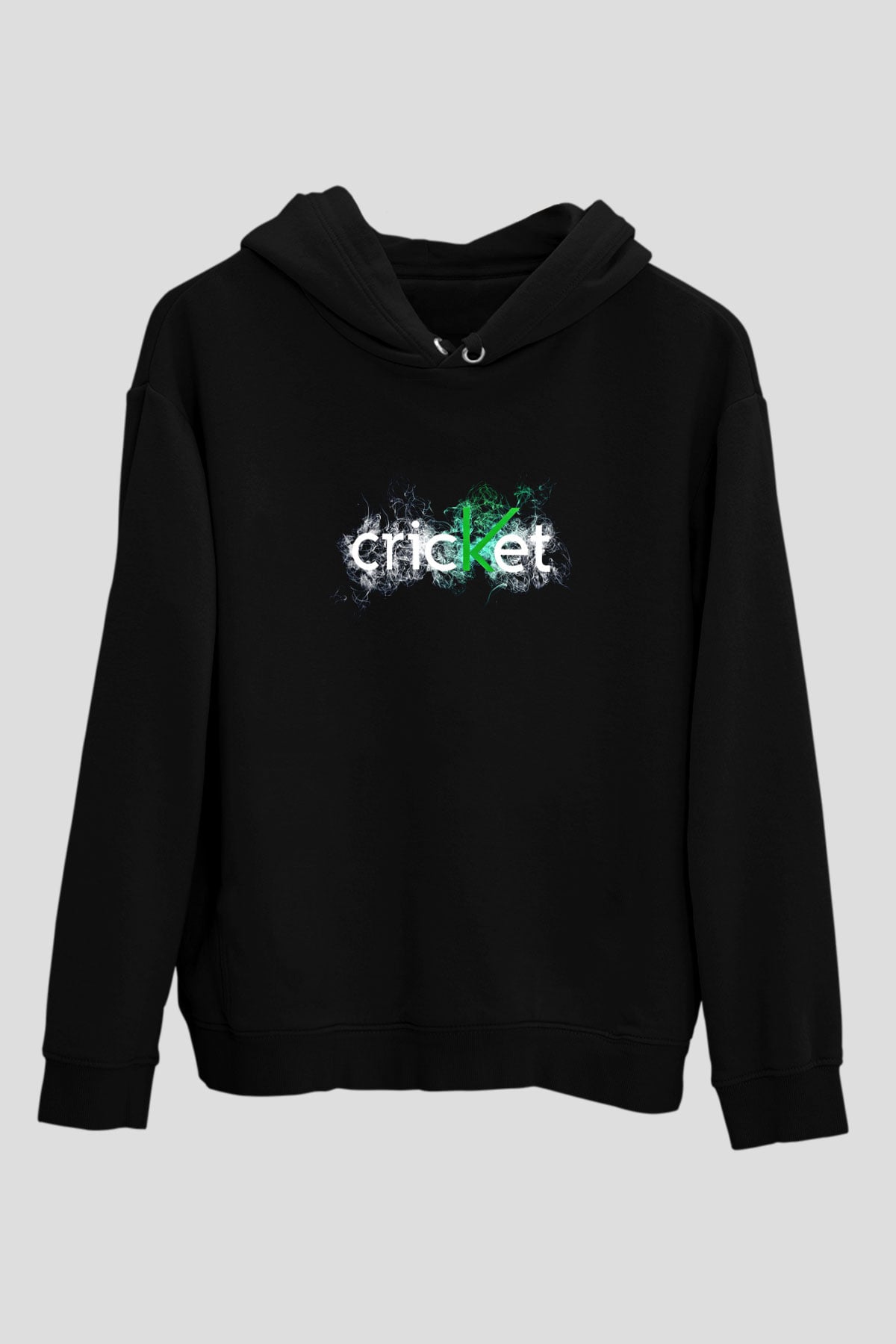 Kriket - Cricket Baskılı Unisex Siyah Hoodie
