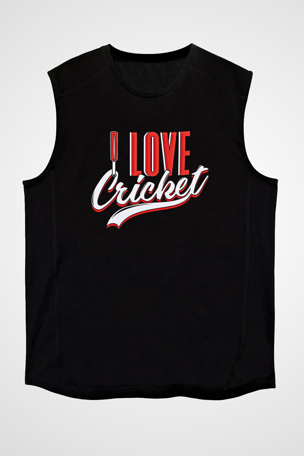 Kriket - Cricket Baskılı Unisex Siyah Kolsuz Tişört