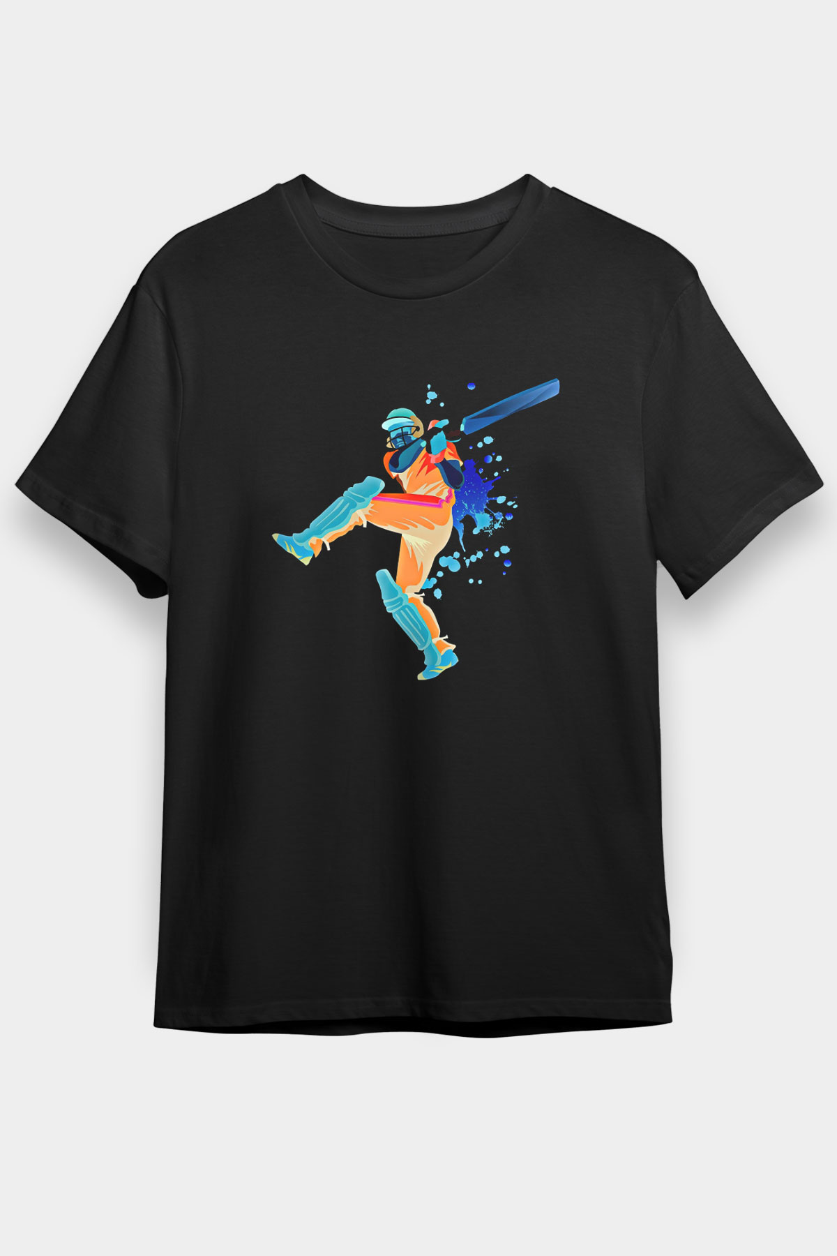 Kriket - Cricket Baskılı Unisex Siyah Tişört - Tshirt