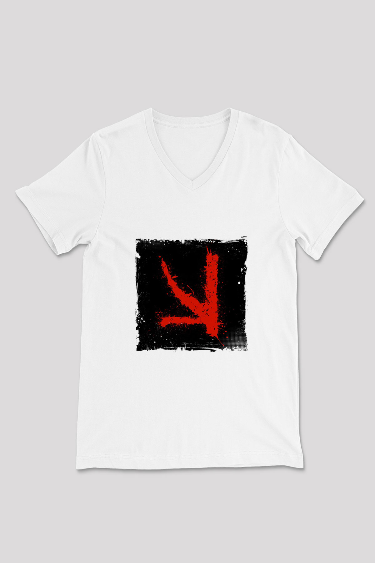 KSHMR Baskılı Beyaz V Yaka Unisex Tişört