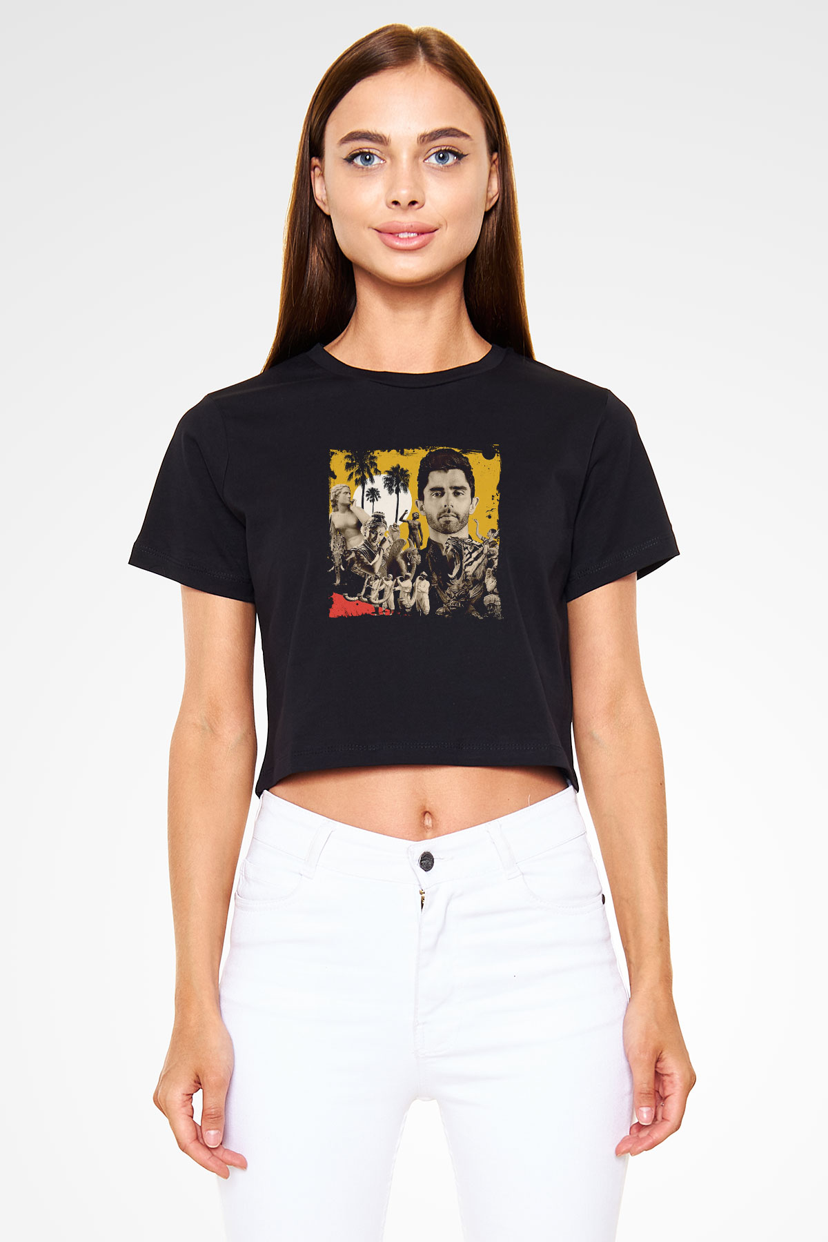 KSHMR Baskılı Crop Top Siyah Kadın Tişört