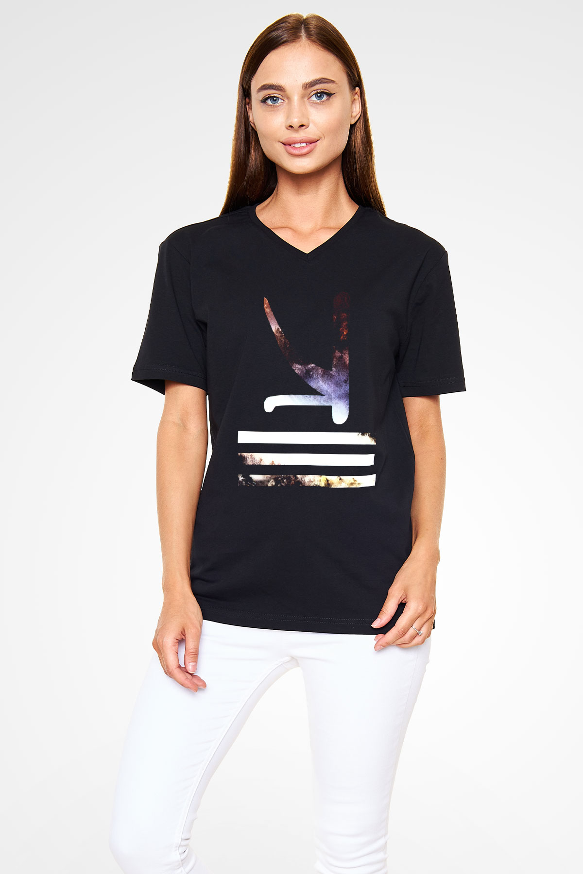 KSHMR Siyah Unisex V Yaka Tişört