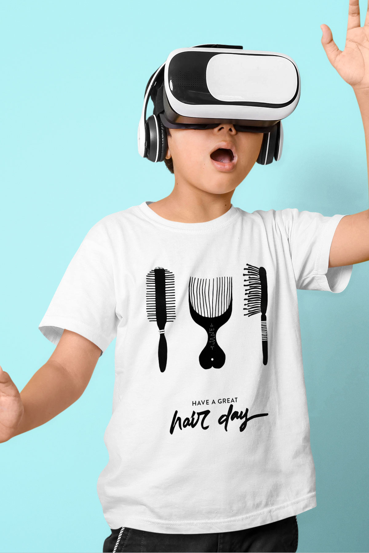 Kuaför Baskılı Beyaz Unisex Çocuk Tişört