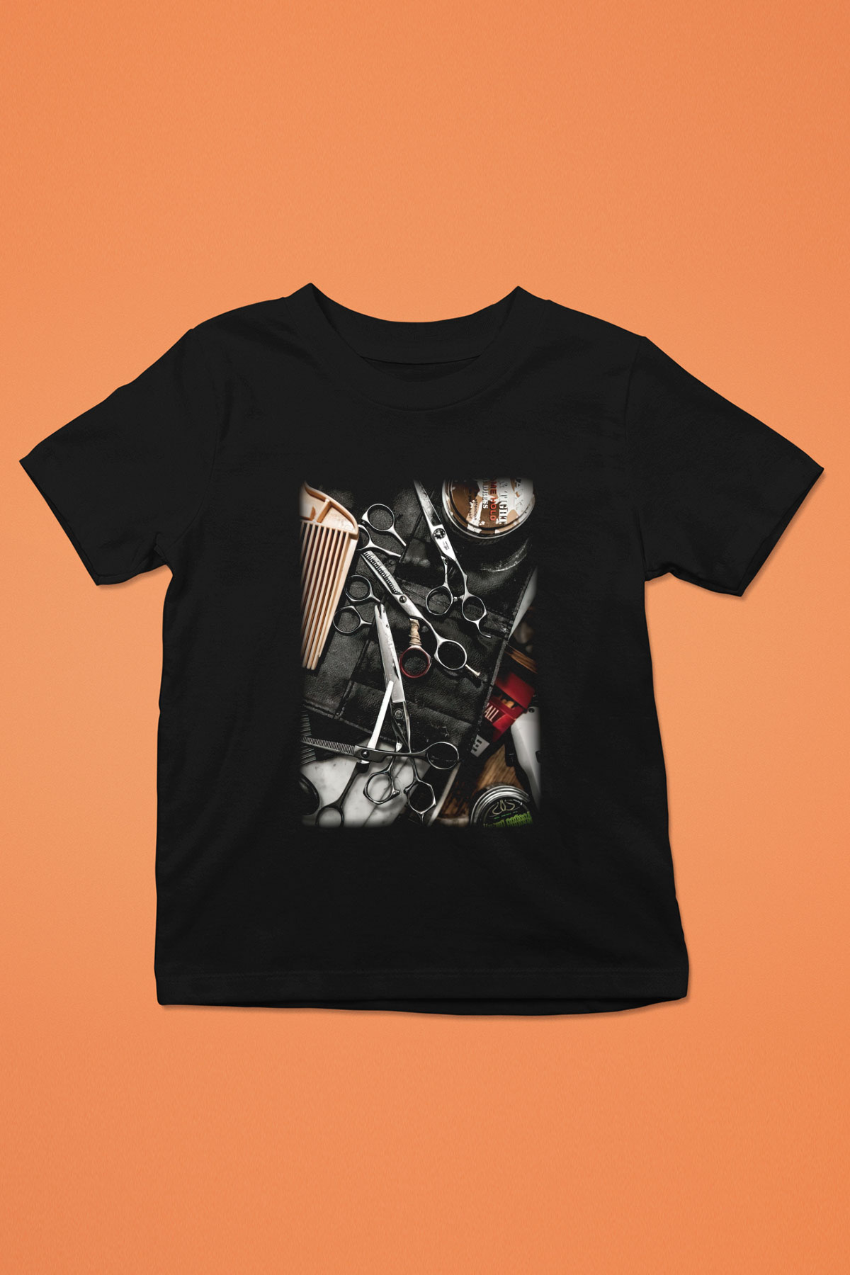 Kuaför Baskılı Siyah Unisex Çocuk Tişört